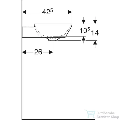 Geberit ONE 50x42,5 cm-es pultra ültethető mosdó túlfolyó nélkül,KeraTect mázzal,fehér 505.041.01.6