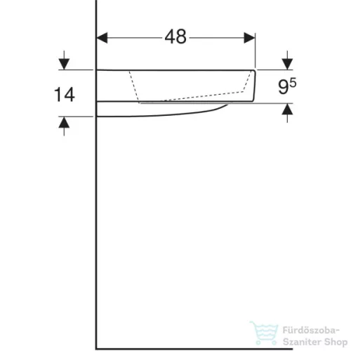 Geberit ONE 90x48 cm-es mosdó jobb oldali csaplyukkal,fényes fehér takarólappal,KeraTect mázzal,fehér 505.043.00.1