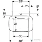 Geberit ONE 50x42,5 cm-es pultra ültethető mosdó túlfolyó nélkül,fényes fehér takarólappal,KeraTect mázzal,fehér 505.051.00.1