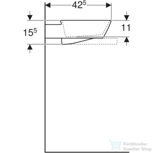 Geberit ONE 50x42,5 cm-es pultra ültethető mosdó túlfolyó nélkül,fényes fehér takarólappal,KeraTect mázzal,fehér 505.051.00.1