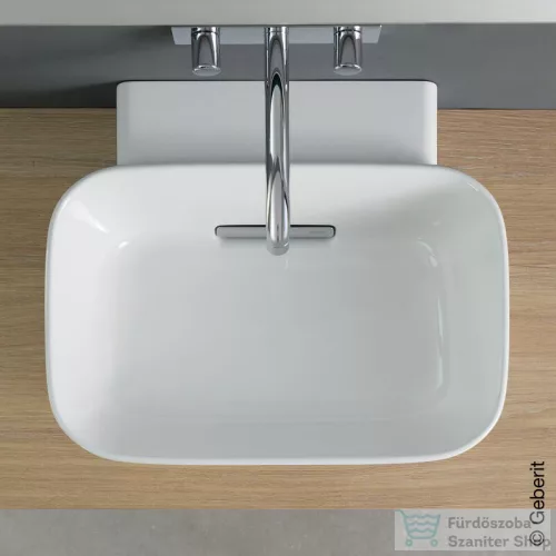 Geberit ONE 50x42,5 cm-es pultra ültethető mosdó túlfolyó nélkül,fényes fehér takarólappal,KeraTect mázzal,fehér 505.051.00.1