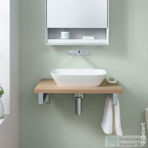 Geberit ONE 50x42,5 cm-es pultra ültethető mosdó túlfolyó nélkül,fényes fehér takarólappal,matt fehér 505.053.00.1