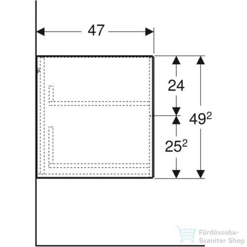 Geberit ONE 45x47x49,2 cm-es 2 fiókos oldalsó szekrény,matt fekete 505.077.00.8