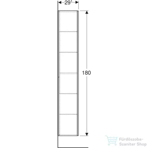 Geberit ONE 36x29,1x180 cm-es 1 ajtós oldalsó szekrény,fényes fehér 505.083.00.1