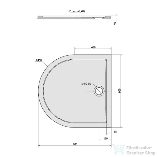 Sapho POLYSAN ISA zuhanytálca 90x90x4 cm 50511