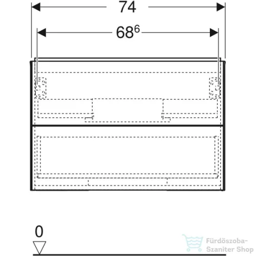 Geberit ONE 74x47x50,4 cm-es 2 fiókos alsószekrény,tölgy 505.262.00.5