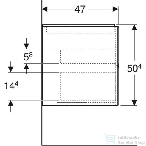 Geberit ONE 103,6x47x50,4 cm-es 2 fiókos alsószekrény,fényes homokszürke 505.264.00.4