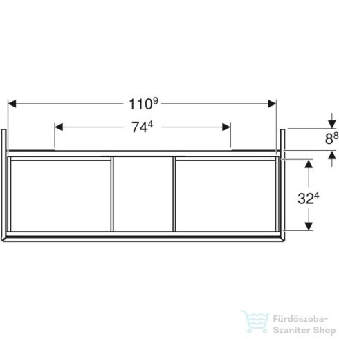 Geberit ONE 118,4x47x50,4 cm-es 2 fiókos alsószekrény,fényes homokszürke 505.265.00.4