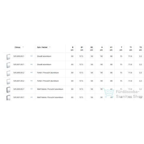 Geberit ONE 60x90 cm-es 1 ajtós falsík alatti tükrös szekrény ComfortLight világítással,balos,fehér/porszórt alumínium 505.800.00.2