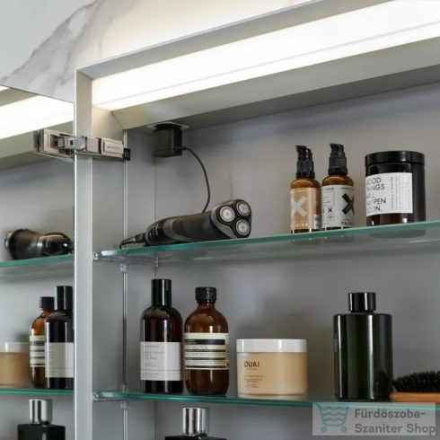 Geberit ONE 60x90 cm-es 1 ajtós falsík alatti tükrös szekrény ComfortLight világítással,balos,fehér/porszórt alumínium 505.800.00.2
