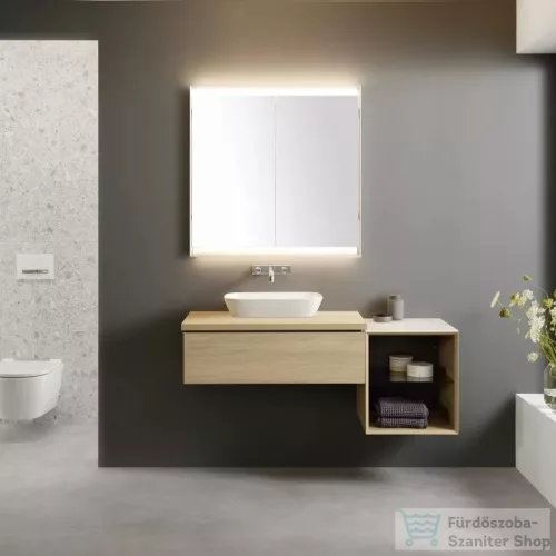 Geberit ONE 75x90 cm-es 2 ajtós falsík alatti tükrös szekrény ComfortLight világítással,fehér/porszórt alumínium 505.802.00.2