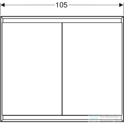 Geberit ONE 105x90 cm-es 2 ajtós falsík alatti tükrös szekrény ComfortLight világítással,eloxált alumínium 505.804.00.1