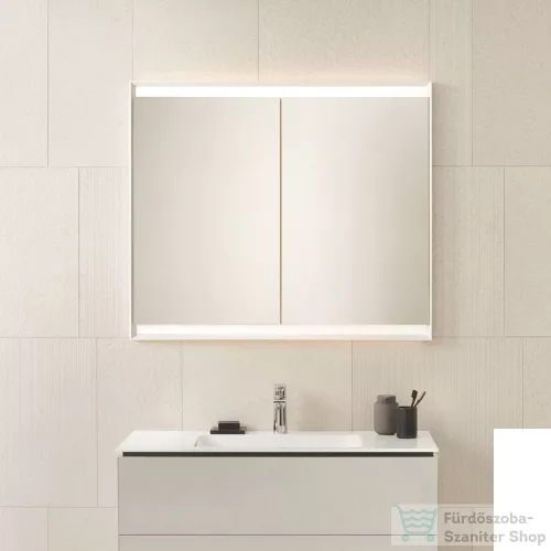 Geberit ONE 105x90 cm-es 2 ajtós falsík alatti tükrös szekrény ComfortLight világítással,fehér/porszórt alumínium 505.804.00.2
