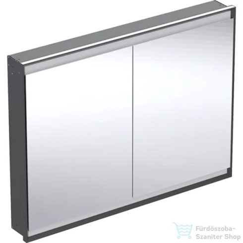 Geberit ONE 120x90 cm-es 2 ajtós falsík alatti tükrös szekrény ComfortLight világítással,matt fekete/porszórt alumínium 505.805.00.7