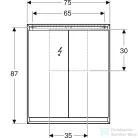 Geberit ONE 75x90 cm-es kétajtós tükrös szekrény ComfortLight-tal,fehér/porszórt alumínium 505.812.00.2