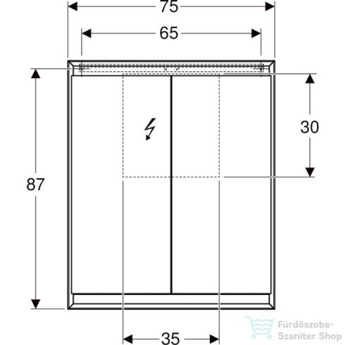 Geberit ONE 75x90 cm-es kétajtós tükrös szekrény ComfortLight-tal,fehér/porszórt alumínium 505.812.00.2