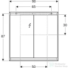 Geberit ONE 90x90 cm-es kétajtós tükrös szekrény ComfortLight-tal,fehér/porszórt alumínium 505.813.00.2