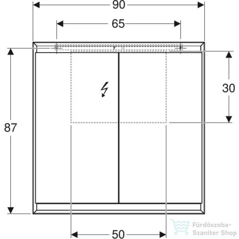 Geberit ONE 90x90 cm-es kétajtós tükrös szekrény ComfortLight-tal,fehér/porszórt alumínium 505.813.00.2