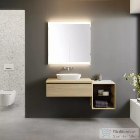 Geberit ONE 90x90 cm-es kétajtós tükrös szekrény ComfortLight-tal,fehér/porszórt alumínium 505.813.00.2