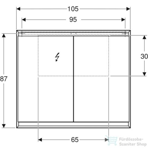 Geberit ONE 105x90 cm-es kétajtós tükrös szekrény ComfortLight-tal,eloxált alumínium 505.814.00.1