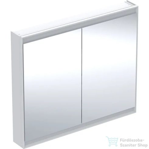 Geberit ONE 105x90 cm-es kétajtós tükrös szekrény ComfortLight-tal,fehér/porszórt alumínium 505.814.00.2