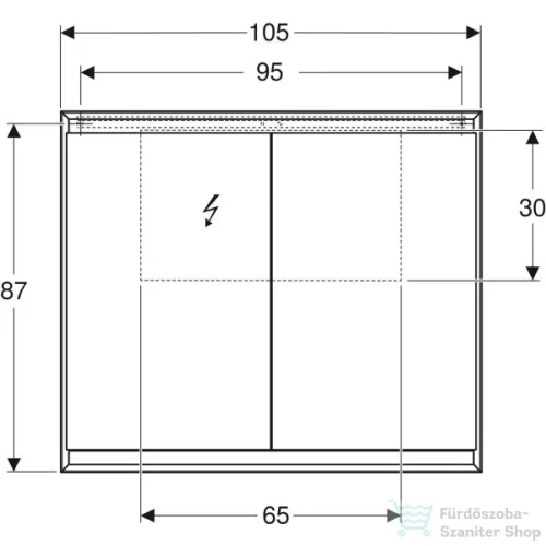 Geberit ONE 105x90 cm-es kétajtós tükrös szekrény ComfortLight-tal,fehér/porszórt alumínium 505.814.00.2