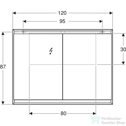 Geberit ONE 120x90 cm-es kétajtós tükrös szekrény ComfortLight-tal,eloxált alumínium 505.815.00.1
