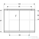Geberit ONE 120x90 cm-es kétajtós tükrös szekrény ComfortLight-tal,fehér/porszórt alumínium 505.815.00.2