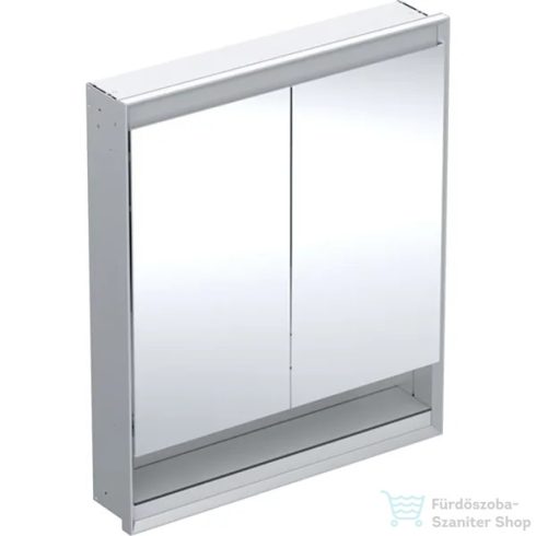 Geberit ONE 75x90 cm-es 2 ajtós,nyitott polcos falsík alatti tükrös szekrény ComfortLight világítással,eloxált alumínium 505.822.00.1
