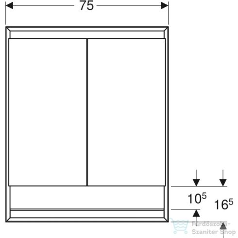 Geberit ONE 75x90 cm-es 2 ajtós,nyitott polcos falsík alatti tükrös szekrény ComfortLight világítással,eloxált alumínium 505.822.00.1