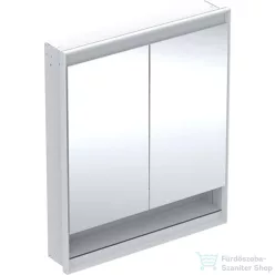   Geberit ONE 75x90 cm-es 2 ajtós,nyitott polcos falsík alatti tükrös szekrény ComfortLight világítással,fehér/porszórt alumínium 505.822.00.2