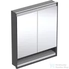 Geberit ONE 75x90 cm-es 2 ajtós,nyitott polcos falsík alatti tükrös szekrény ComfortLight világítással,matt fekete/porszórt alumínium 505.822.00.7