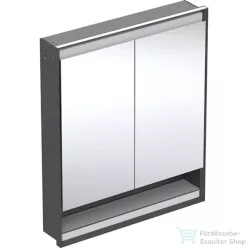   Geberit ONE 75x90 cm-es 2 ajtós,nyitott polcos falsík alatti tükrös szekrény ComfortLight világítással,matt fekete/porszórt alumínium 505.822.00.7