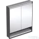 Geberit ONE 75x90 cm-es 2 ajtós,nyitott polcos falsík alatti tükrös szekrény ComfortLight világítással,matt fekete/porszórt alumínium 505.822.00.7
