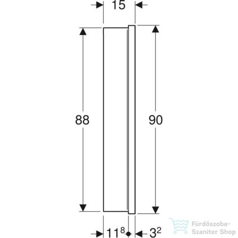 Geberit ONE 90x90 cm-es 2 ajtós,nyitott polcos falsík alatti tükrös szekrény ComfortLight világítással,eloxált alumínium 505.823.00.1