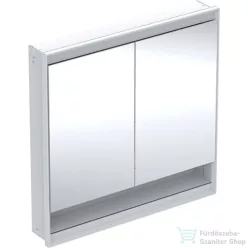   Geberit ONE 90x90 cm-es 2 ajtós,nyitott polcos falsík alatti tükrös szekrény ComfortLight világítással,fehér/porszórt alumínium 505.823.00.2