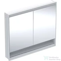   Geberit ONE 105x90 cm-es 2 ajtós,nyitott polcos falsík alatti tükrös szekrény ComfortLight világítással,fehér/porszórt alumínium 505.824.00.2