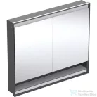 Geberit ONE 105x90 cm-es 2 ajtós,nyitott polcos falsík alatti tükrös szekrény ComfortLight világítással,matt fekete/porszórt alumínium 505.824.00.7