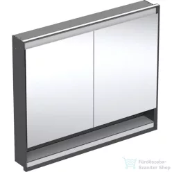   Geberit ONE 105x90 cm-es 2 ajtós,nyitott polcos falsík alatti tükrös szekrény ComfortLight világítással,matt fekete/porszórt alumínium 505.824.00.7