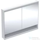 Geberit ONE 120x90 cm-es 2 ajtós,nyitott polcos falsík alatti tükrös szekrény ComfortLight világítással,fehér/porszórt alumínium 505.825.00.2