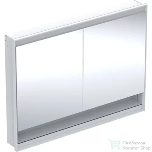Geberit ONE 120x90 cm-es 2 ajtós,nyitott polcos falsík alatti tükrös szekrény ComfortLight világítással,fehér/porszórt alumínium 505.825.00.2