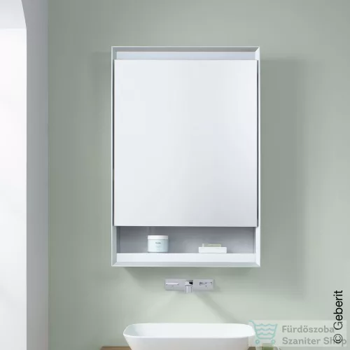 Geberit ONE 60x90 cm-es 1 ajtós tükrös szekrény ComfortLight világítással,jobbos,eloxált alumínium 505.831.00.1