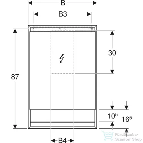 Geberit ONE 60x90 cm-es 1 ajtós tükrös szekrény ComfortLight világítással,jobbos,fehér/porszórt alumínium 505.831.00.2