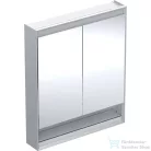 Geberit ONE 75x90 cm-es kétajtós tükrös szekrény ComfortLight világítással,nyitott polccal,eloxált alumínium 505.832.00.1