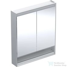   Geberit ONE 75x90 cm-es kétajtós tükrös szekrény ComfortLight világítással,nyitott polccal,eloxált alumínium 505.832.00.1