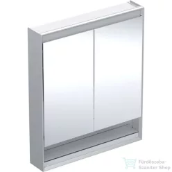   Geberit ONE 75x90 cm-es kétajtós tükrös szekrény ComfortLight világítással,nyitott polccal,eloxált alumínium 505.832.00.1