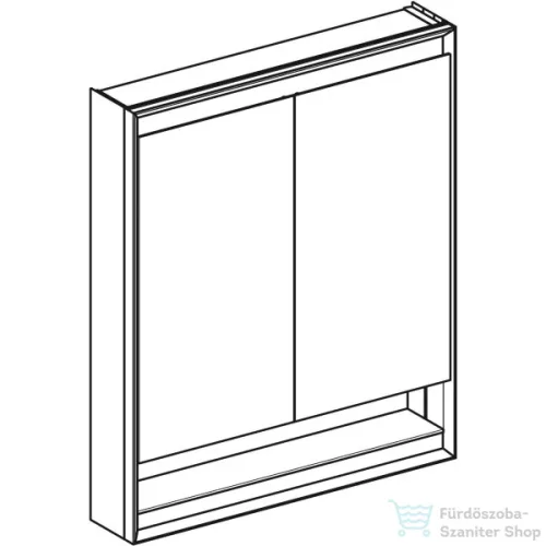 Geberit ONE 75x90 cm-es kétajtós tükrös szekrény ComfortLight világítással,nyitott polccal,eloxált alumínium 505.832.00.1