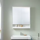 Geberit ONE 75x90 cm-es kétajtós tükrös szekrény ComfortLight világítással,nyitott polccal,fehér/porszórt alumínium 505.832.00.2