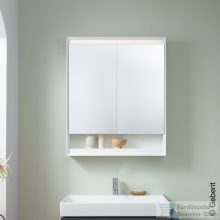   Geberit ONE 75x90 cm-es kétajtós tükrös szekrény ComfortLight világítással,nyitott polccal,fehér/porszórt alumínium 505.832.00.2