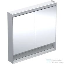   Geberit ONE 90x90 cm-es kétajtós tükrös szekrény ComfortLight világítással,nyitott polccal,eloxált alumínium 505.833.00.1